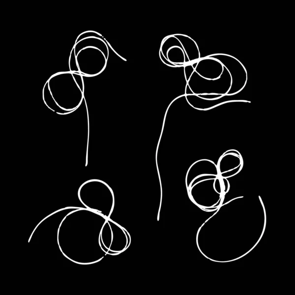 Set of tangled threads. Infinity sign, thread eight. Outline abstract sketch. Chaotic doodle shapes. Vector stock EPS 10 — Stock Vector