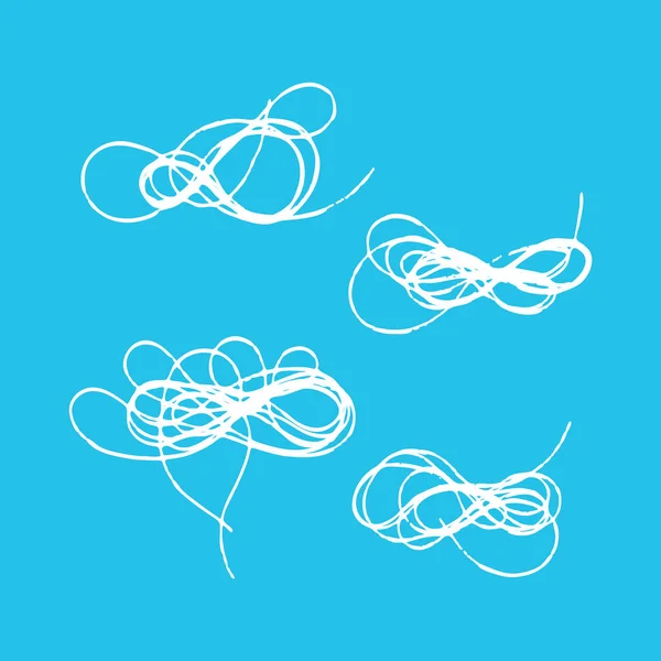 Set of tangled threads. Scribble nest, cloud. Outline abstract sketch. Vector illustration of chaotic doodle shapes. — Stock Vector