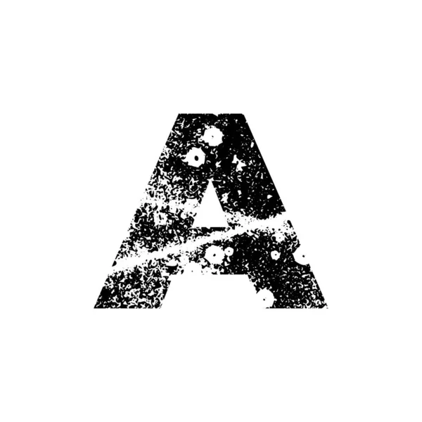 Закрашенная буква А. Абстрактный шрифт ручной работы без засечек. Тревожная текстура abc. Следы чернильных брызг. EPS 10 — стоковый вектор
