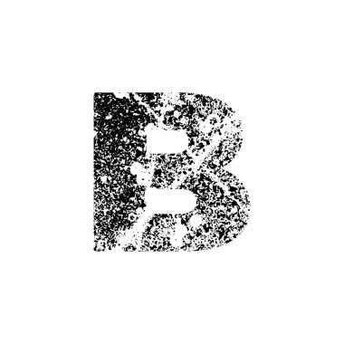 Boyalı harf B. Soyut el yapımı serif yazı tipi yok. Kalıplaşmış ABC. Mürekkep sıçrama izi. Eps 10