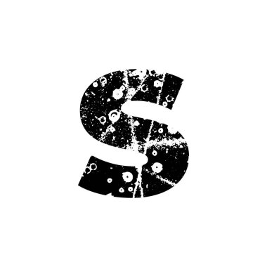 S harfini boyamış. El yapımı. Serif yazı karakteri yok. Kalıplaşmış ABC. Mürekkep sıçrama izi. EPS 10