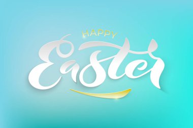 Kutlama kartı, davetiye ve poster için Mutlu Paskalyalar metninin vektör illüstrasyonu. Pascha tatili için el çizimi harfler.