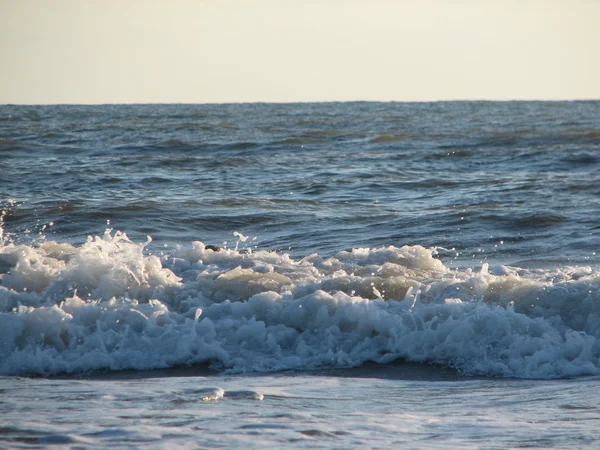 Schöne große Welle am schwarzen Sandstrand — Stockfoto