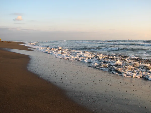 Hermosa ola grande en la playa de arena negra — Foto de Stock