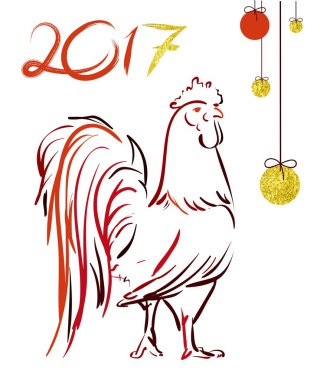 El çizim stili doodle horoz