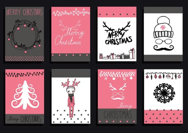 Vector Set Christmas Calligraphic Design Elements — Stock Vector