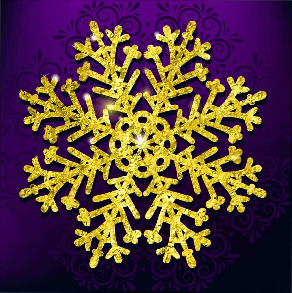 Vector Christmas Calligraphic Design snowflake, with a gold texture — Stock Vector