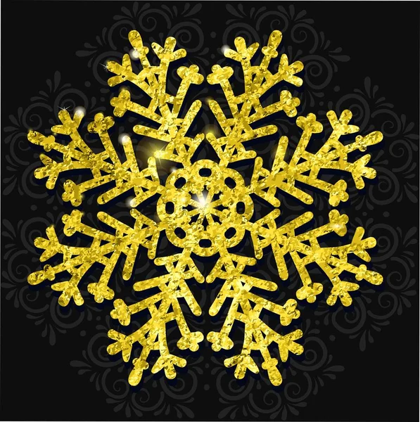 Vector Christmas Calligraphic Design snowflake, with a gold texture — Stock Vector