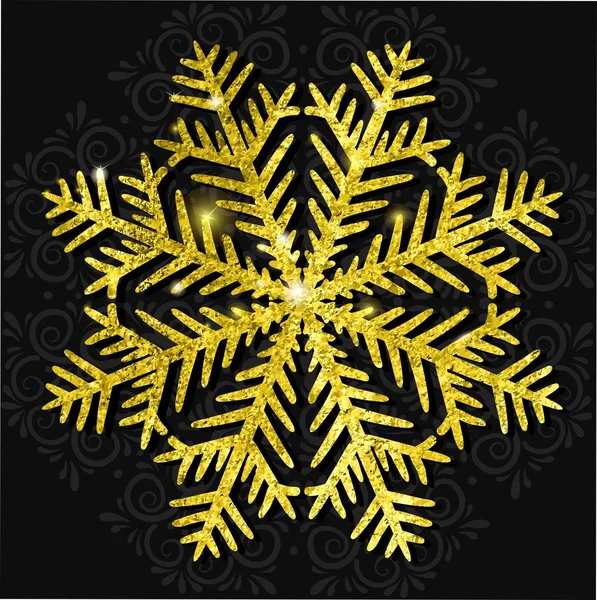 Vector Christmas Calligraphic Design snowflake, with a gold texture — Stock Vector