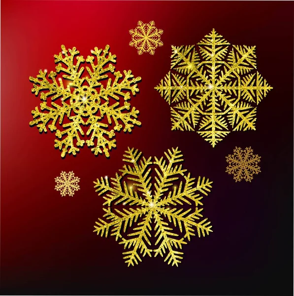 Vector Christmas Calligraphic Design flocon de neige, avec une texture dorée — Image vectorielle
