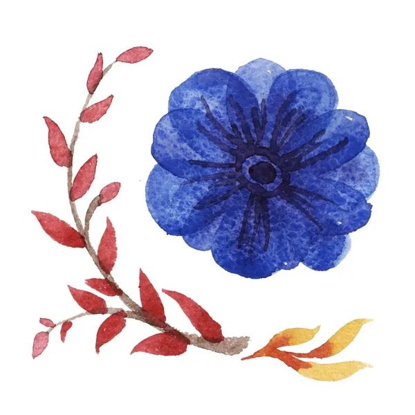 Watercolor floral vector set. — Stock Vector