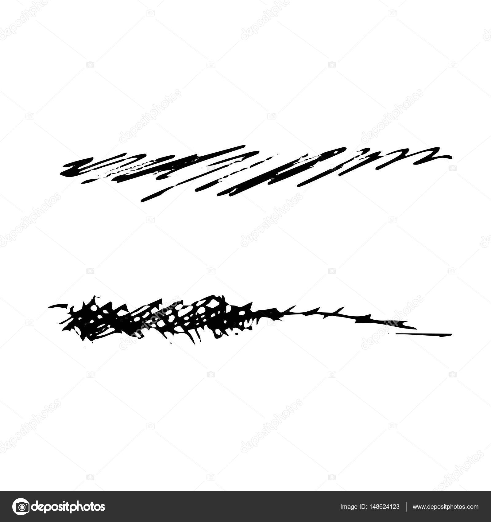 Grunge Ink Pen Stroke Set Stock Vector C Mamziolzi 148624123