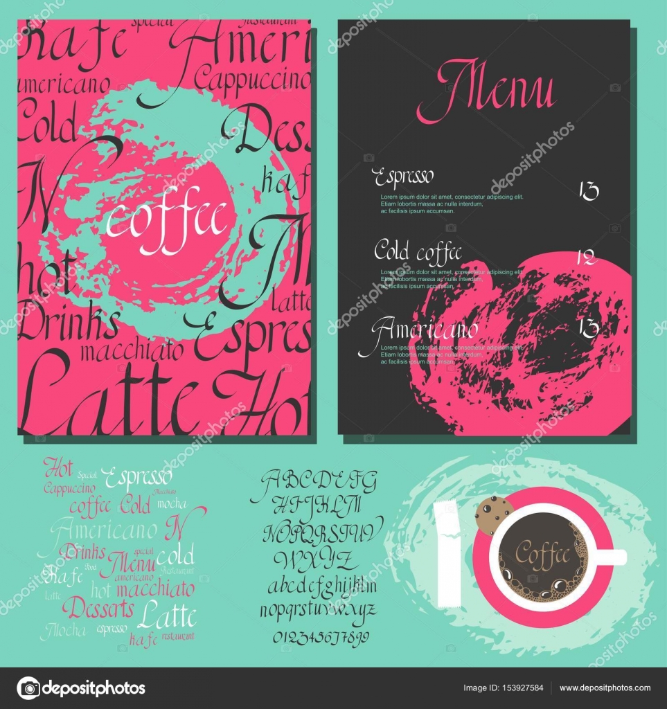 Conjunto de menú Kafe — Vector de stock © mamziolzi 153927584