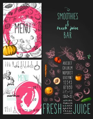 Smoothies ve taze meyve suları çubuğu menüsü