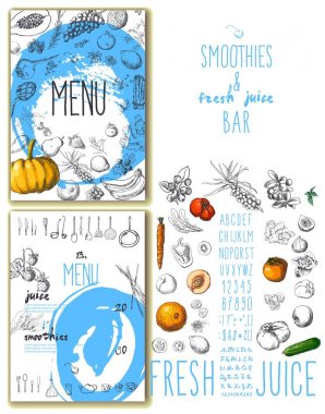 Smoothies ve taze meyve suları çubuğu menüsü