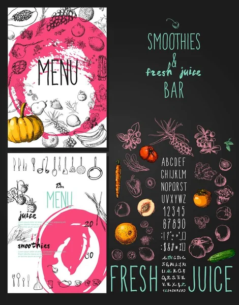 Smoothies e sumos frescos menu bar — Vetor de Stock