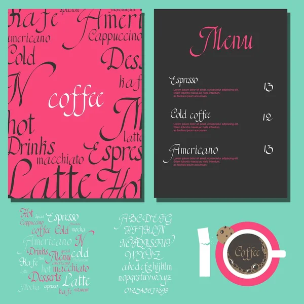 Conjunto de menu Kafe — Vetor de Stock