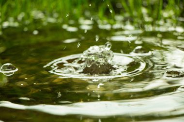 Su birikintisi ve daireler düşen yağmur su