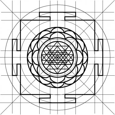Sree Yantra. Kutsal geometri boyama kitabı
