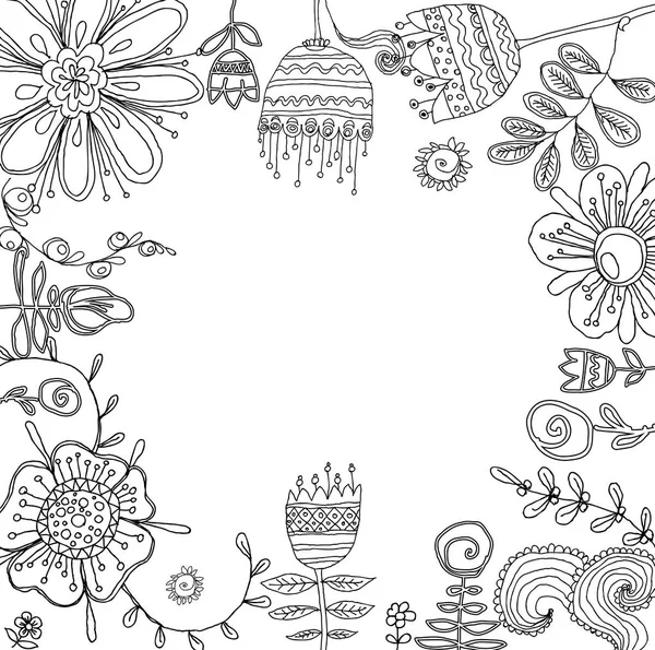 Набор элементов цветочного графического дизайна для раскраски книги — стоковый вектор