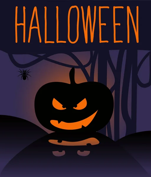 Cartão de Halloween feliz com abóbora. —  Vetores de Stock