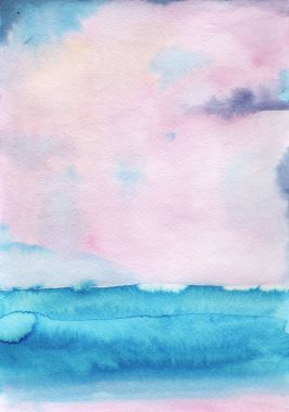 Suluboya manzara gökyüzü bulutlar