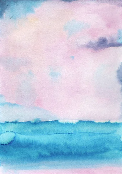 Suluboya manzara gökyüzü bulutlar