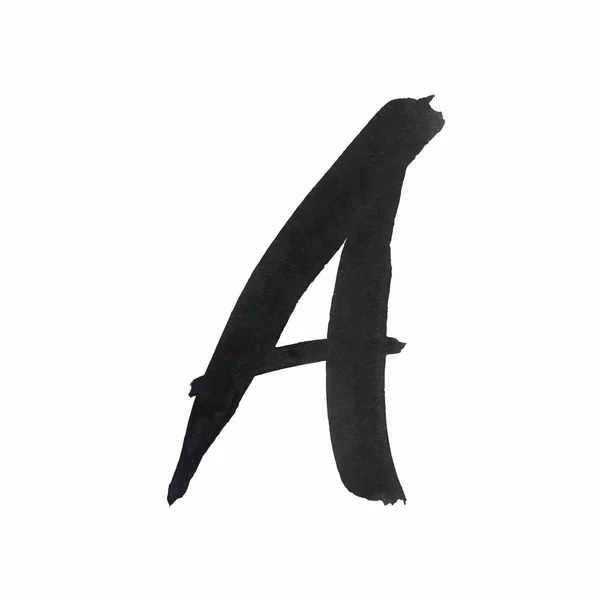 Písmeno A, napsán černým inkoustem. — Stockový vektor