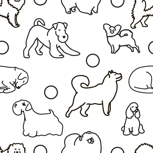 Seamless pattern with cute dogs. — Stock Vector