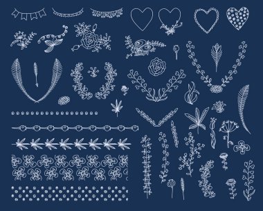 büyük çiçek grafik tasarım öğeleri kümesi