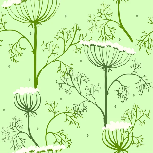 Elegance Seamless pattern with flowers, Ukraine, dill — Stock Vector