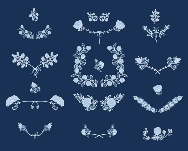Grande conjunto de elementos de design gráfico floral — Vetor de Stock