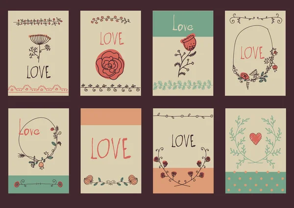 Uppsättning av malldesign för gratulationskort kärlek. — Stock vektor
