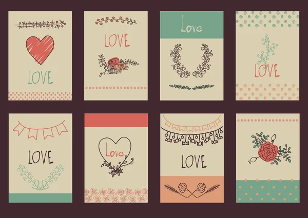 愛のグリーティング カードのデザイン テンプレートを設定します。. — ストックベクタ