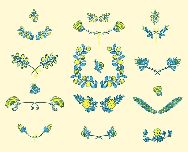 Set floral grafisch ontwerpelementen — Stockvector