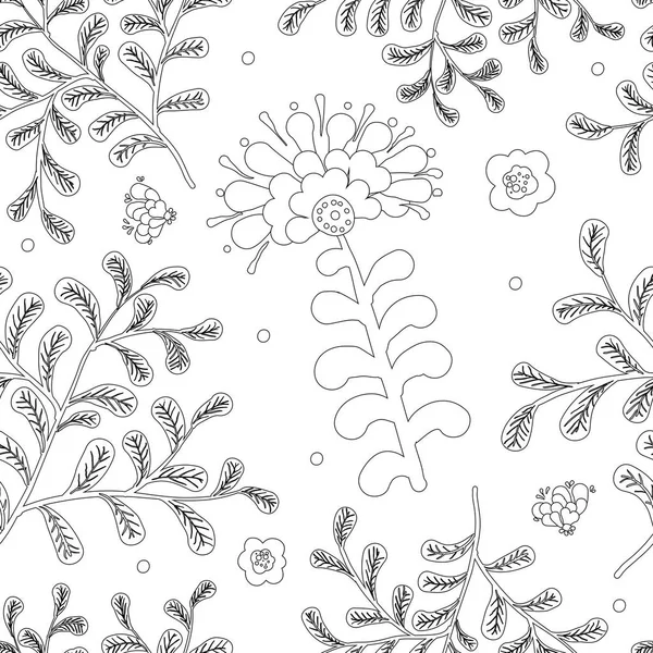 Élégance Modèle sans couture avec des fleurs pour livre à colorier — Image vectorielle