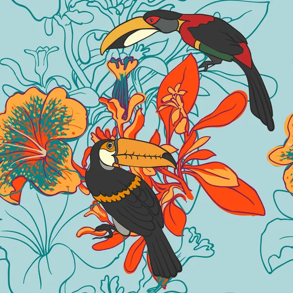 Fondo floral sin costuras con petunia toucan — Archivo Imágenes Vectoriales