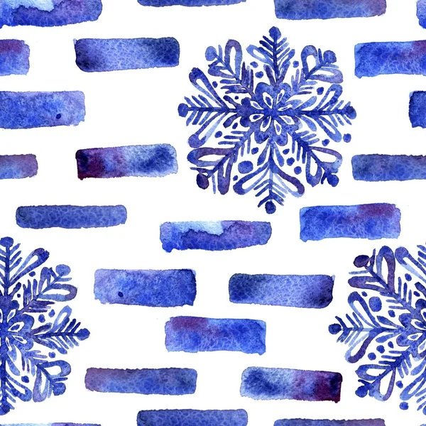 Акварелью снежинки бесшовный орнамент — стоковое фото