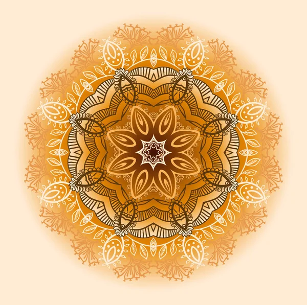 Ornamento étnico circular beige dibujado a mano . — Archivo Imágenes Vectoriales