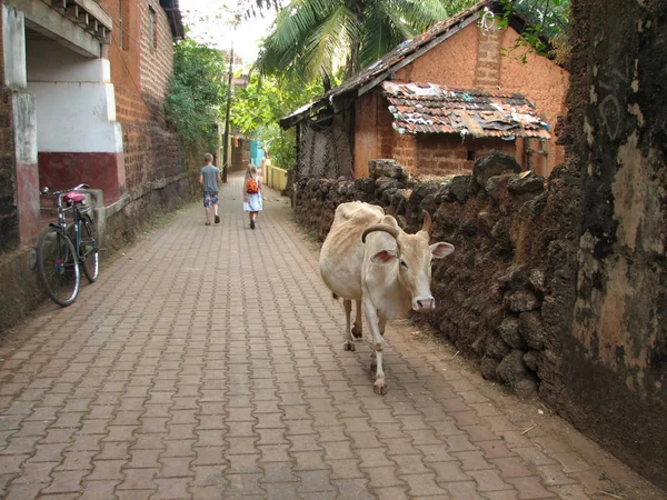 Gokarna India. calles de la antigua ciudad india — Foto de Stock