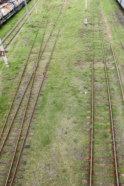 Yüksek hızlı yolcu treni hareket demiryolu gün batımında. Bulanık banliyö treni.