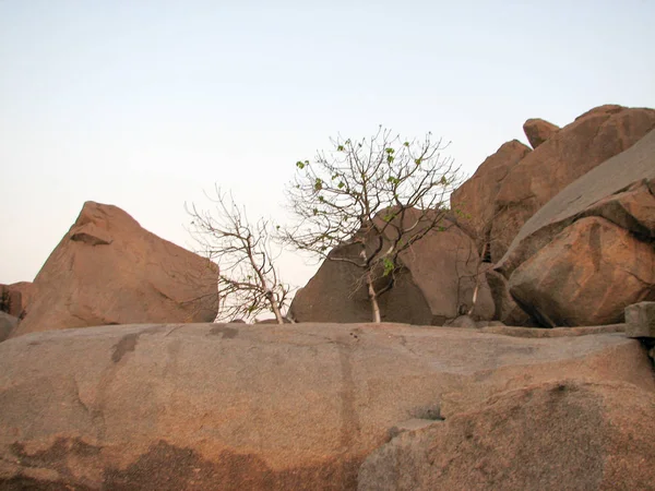 Antik şehir Hampi içinde taş olan manzara