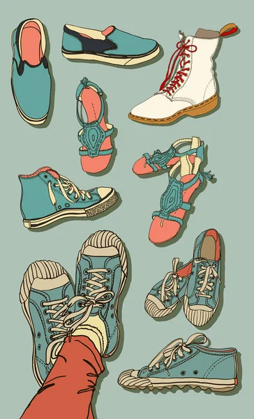 Vector conjunto de zapatos de dibujos animados — Archivo Imágenes Vectoriales