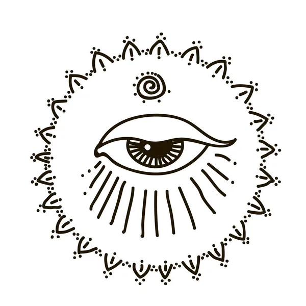 女性の見る目シンボルと神聖な幾何学のすべてのベクトル イラスト — ストックベクタ