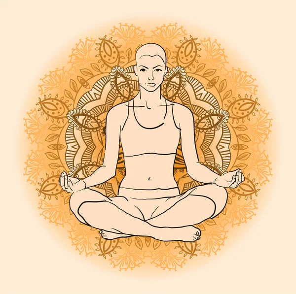 Gyönyörű nő csinál jóga meditáció — Stock Vector
