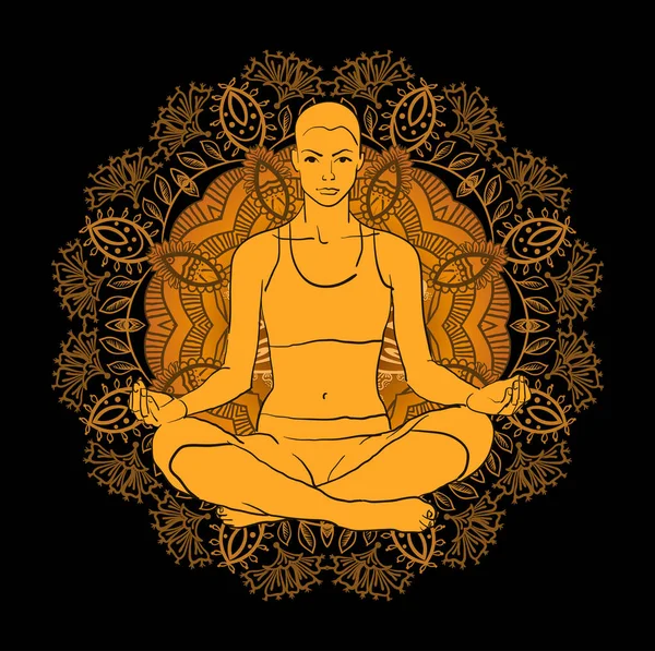 Красива жінка займається медитацією йоги — стоковий вектор