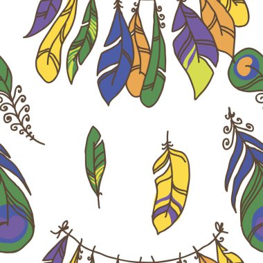 tüyleri vektörel Dikişsiz desen