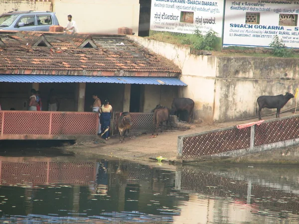 गोकर्ण भारत। पुराने भारतीय शहर की सड़कों — स्टॉक फ़ोटो, इमेज