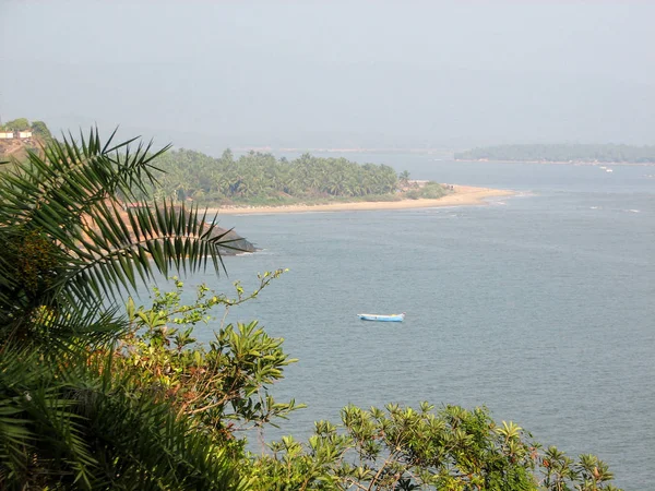 Costa do Oceano com pedras e coqueiros . — Fotografia de Stock