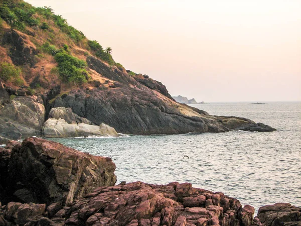 Paisagem por do sol mar ondas — Fotografia de Stock